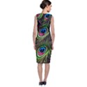 Peacock Feathers Color Plumage Sleeveless Velvet Midi Dress View2