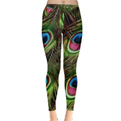 Peacock Feathers Color Plumage Inside Out Leggings by Celenk