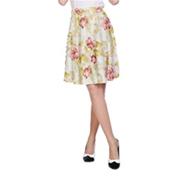 Background Pattern Flower Spring A-line Skirt by Celenk