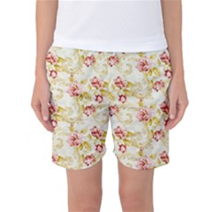 Background Pattern Flower Spring Women s Basketball Shorts by Celenk