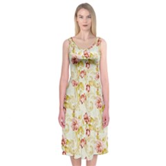 Background Pattern Flower Spring Midi Sleeveless Dress by Celenk