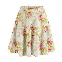 Background Pattern Flower Spring High Waist Skirt by Celenk