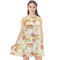 Background Pattern Flower Spring Halter Neckline Chiffon Dress  View1