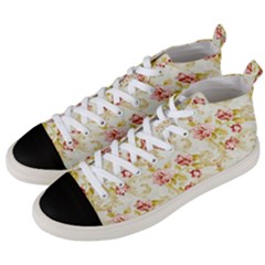 Background Pattern Flower Spring Men s Mid-top Canvas Sneakers by Celenk