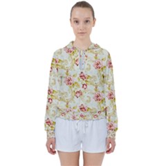 Background Pattern Flower Spring Women s Tie Up Sweat