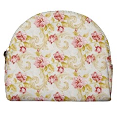 Background Pattern Flower Spring Horseshoe Style Canvas Pouch by Celenk