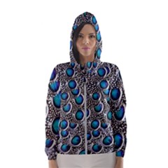 Peacock Pattern Close Up Plumage Hooded Windbreaker (women)