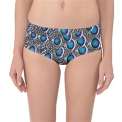 Peacock Pattern Close Up Plumage Mid-waist Bikini Bottoms by Celenk