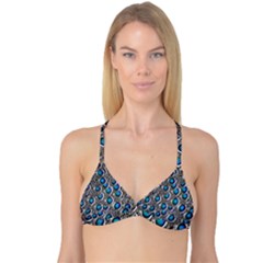 Peacock Pattern Close Up Plumage Reversible Tri Bikini Top