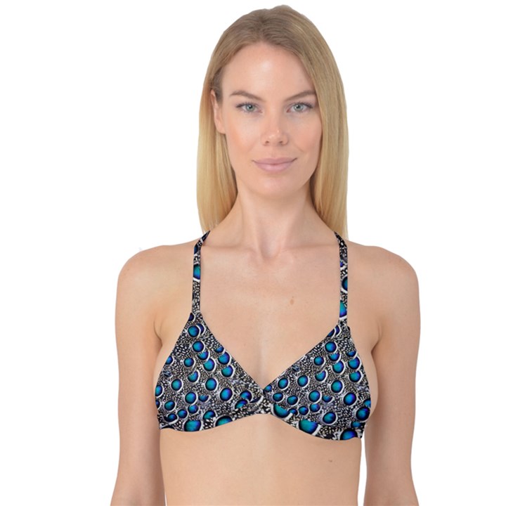 Peacock Pattern Close Up Plumage Reversible Tri Bikini Top