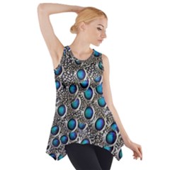 Peacock Pattern Close Up Plumage Side Drop Tank Tunic by Celenk