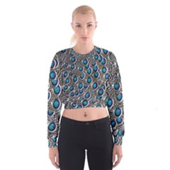 Peacock Pattern Close Up Plumage Cropped Sweatshirt