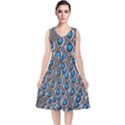 Peacock Pattern Close Up Plumage V-Neck Midi Sleeveless Dress  View1