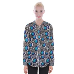 Peacock Pattern Close Up Plumage Womens Long Sleeve Shirt