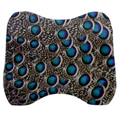 Peacock Pattern Close Up Plumage Velour Head Support Cushion