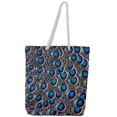 Peacock Pattern Close Up Plumage Full Print Rope Handle Tote (large)