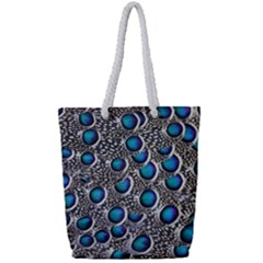 Peacock Pattern Close Up Plumage Full Print Rope Handle Tote (small)