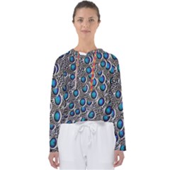 Peacock Pattern Close Up Plumage Women s Slouchy Sweat