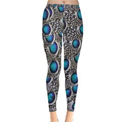 Peacock Pattern Close Up Plumage Inside Out Leggings by Celenk