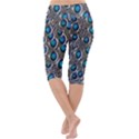 Peacock Pattern Close Up Plumage Lightweight Velour Cropped Yoga Leggings View4