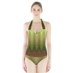 Zig Zag Chevron Classic Pattern Halter Swimsuit