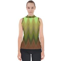 Zig Zag Chevron Classic Pattern Mock Neck Shell Top by Celenk