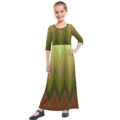 Zig Zag Chevron Classic Pattern Kids  Quarter Sleeve Maxi Dress