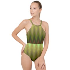 Zig Zag Chevron Classic Pattern High Neck One Piece Swimsuit