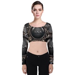 Jesus Velvet Long Sleeve Crop Top by NSGLOBALDESIGNS2