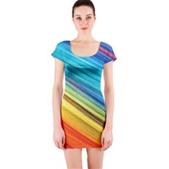 Rainbow Short Sleeve Bodycon Dress by NSGLOBALDESIGNS2