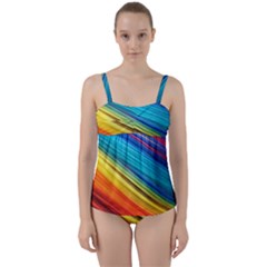 Rainbow Twist Front Tankini Set by NSGLOBALDESIGNS2