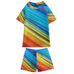 Rainbow Kids  Swim Tee And Shorts Set by NSGLOBALDESIGNS2