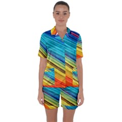 Rainbow Satin Short Sleeve Pyjamas Set by NSGLOBALDESIGNS2