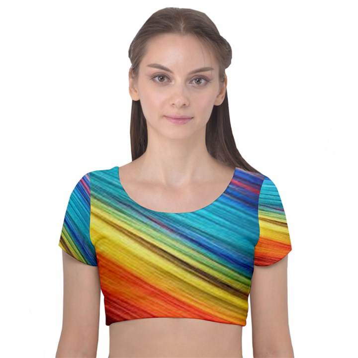 RAINBOW Velvet Short Sleeve Crop Top 