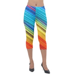 Rainbow Lightweight Velour Capri Leggings  by NSGLOBALDESIGNS2