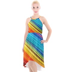 Rainbow High-low Halter Chiffon Dress  by NSGLOBALDESIGNS2