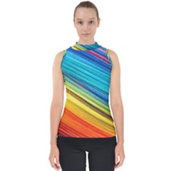 Rainbow Mock Neck Shell Top by NSGLOBALDESIGNS2