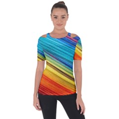 Rainbow Shoulder Cut Out Short Sleeve Top by NSGLOBALDESIGNS2