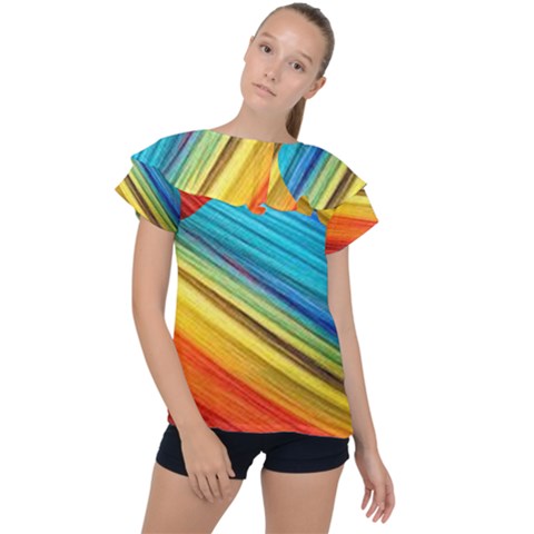 Rainbow Ruffle Collar Chiffon Blouse by NSGLOBALDESIGNS2