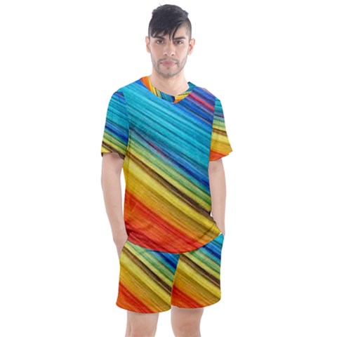 Rainbow Men s Mesh Tee And Shorts Set by NSGLOBALDESIGNS2