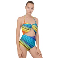 Rainbow Scallop Top Cut Out Swimsuit by NSGLOBALDESIGNS2