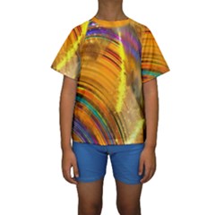 Orange Pink Sketchy Abstract Arch Kids  Short Sleeve Swimwear