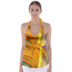 Orange Pink Sketchy Abstract Arch Babydoll Tankini Top