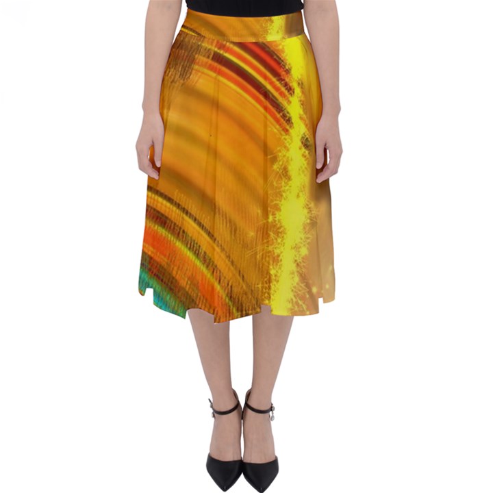 Orange Pink Sketchy Abstract Arch Classic Midi Skirt