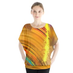 Orange Pink Sketchy Abstract Arch Batwing Chiffon Blouse