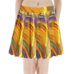 Orange Pink Sketchy Abstract Arch Pleated Mini Skirt