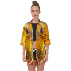 Orange Pink Sketchy Abstract Arch Open Front Chiffon Kimono by bloomingvinedesign