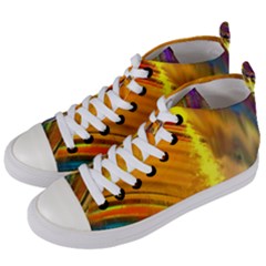 Orange Pink Sketchy Abstract Arch Women s Mid-top Canvas Sneakers by bloomingvinedesign