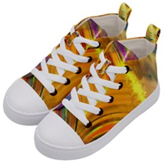 Orange Pink Sketchy Abstract Arch Kid s Mid-top Canvas Sneakers by bloomingvinedesign