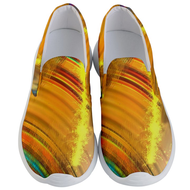 Orange Pink Sketchy Abstract Arch Men s Lightweight Slip Ons